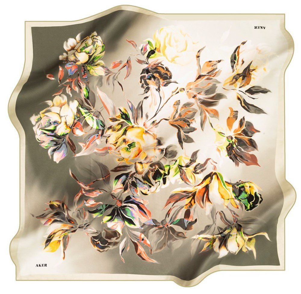 Aker Watercolor Blooms Silk Hair Wrap No 51 Silk Hijabs,Aker,Silk Scarves Aker 