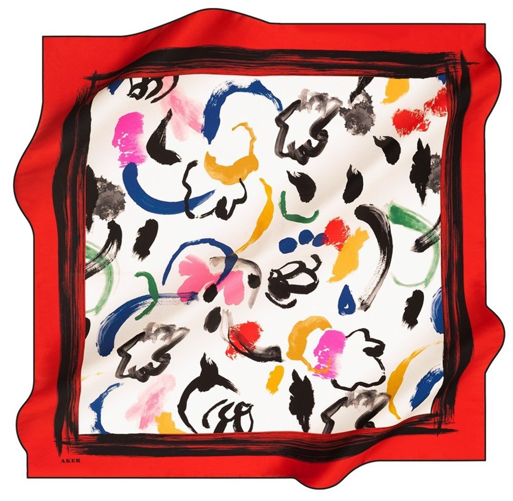 Aker Whimsical Turkish Silk Hijab Scarf No 14 Silk Hijabs,Aker,Silk Scarves Aker 