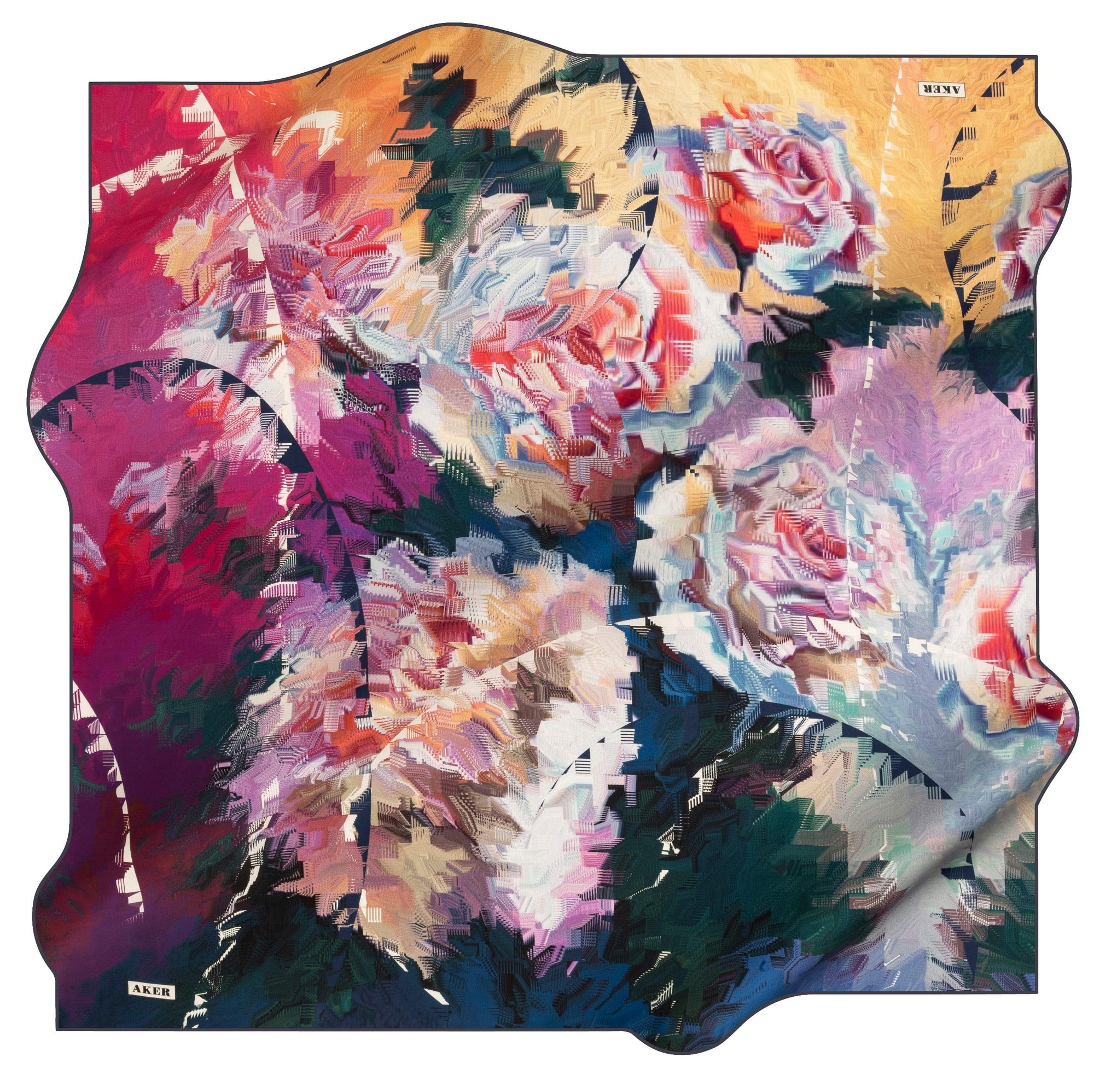 Aker Peony Floral Silk Hair Wrap No. 21 - Beautiful Hijab Styles