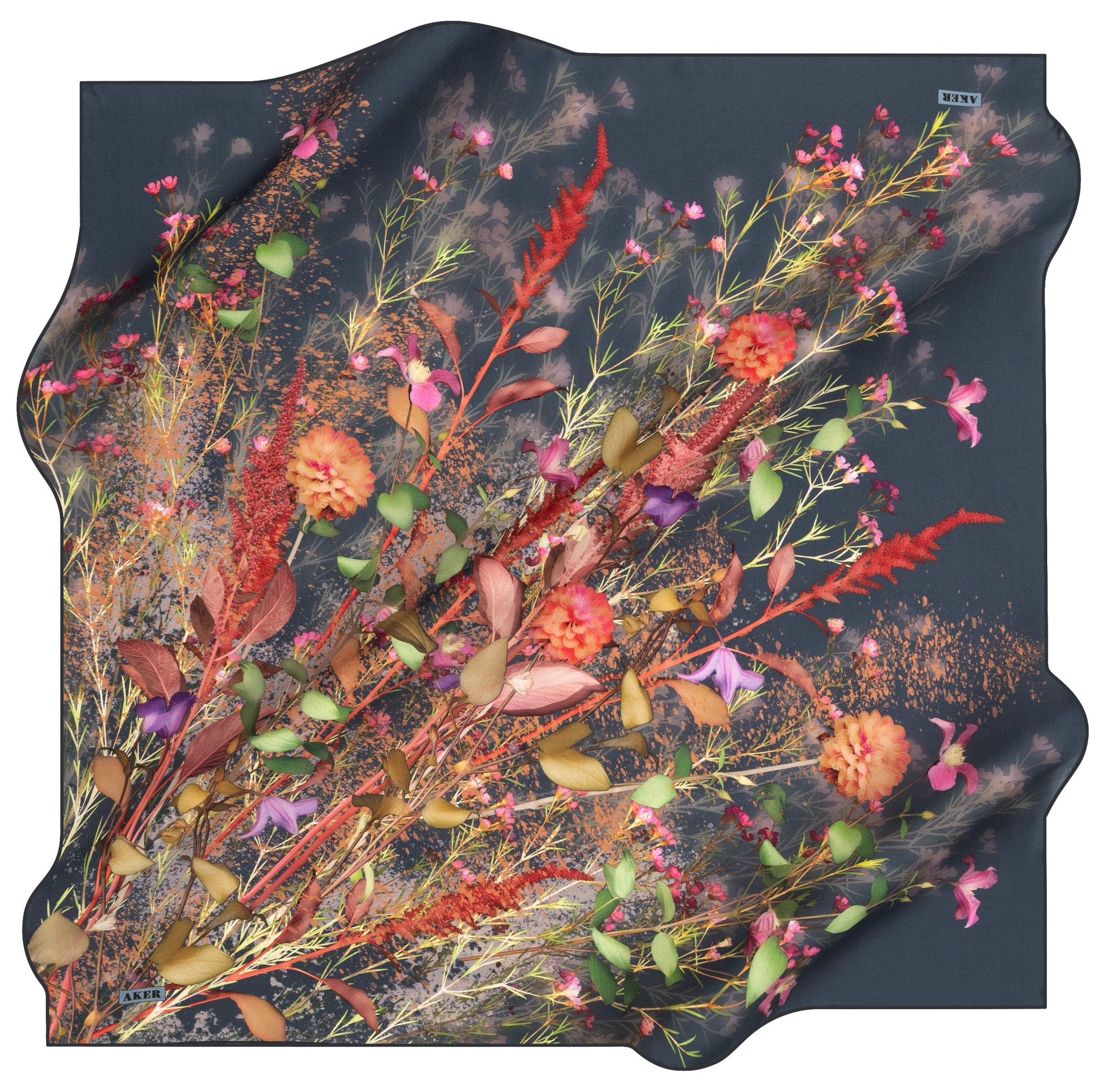 Aker Autumn Floral Silk Scarf No. 25 - Beautiful Hijab Styles