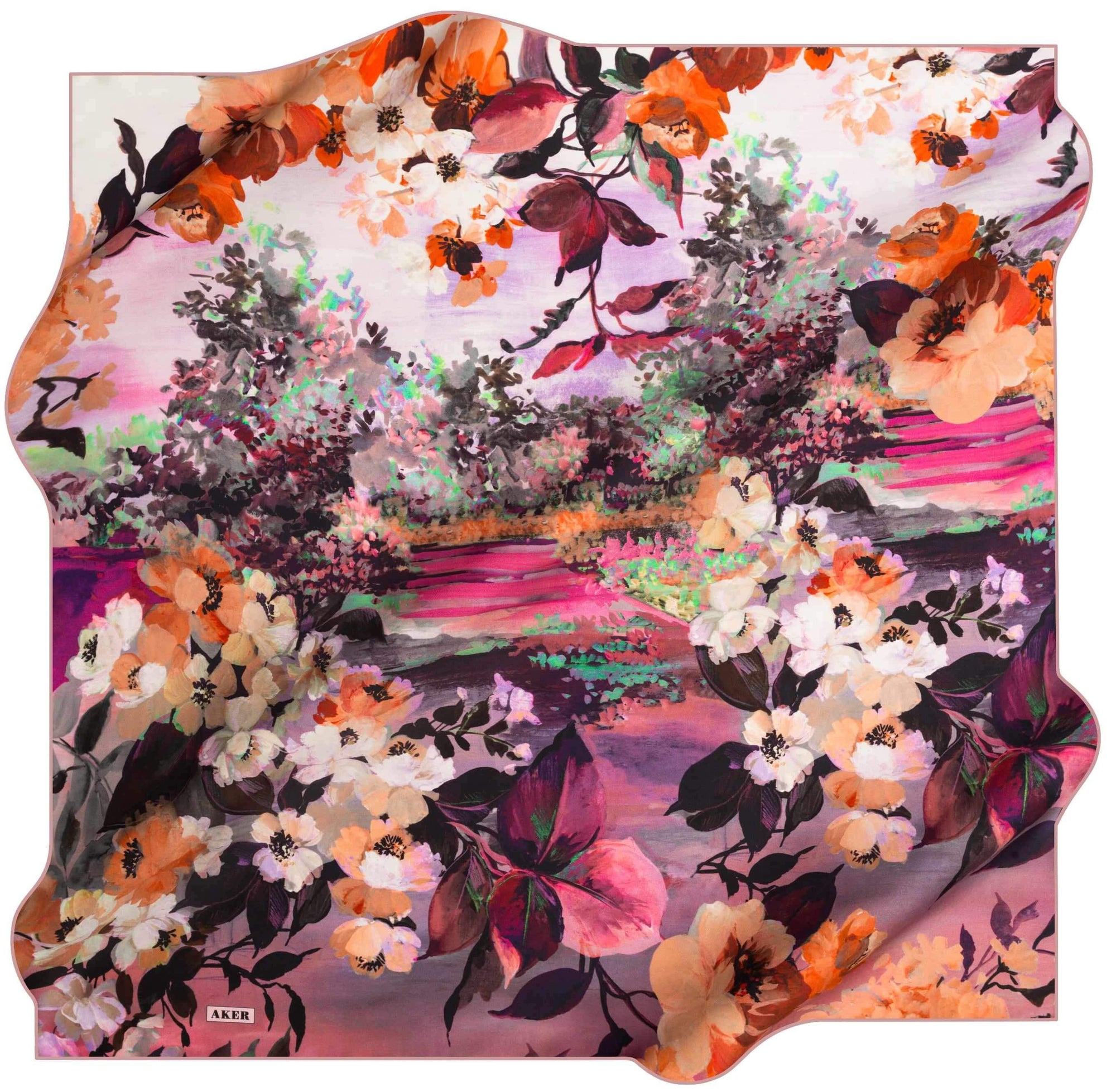 Aker Floral Silk Dress Scarf Brooklyn - Beautiful Hijab Styles