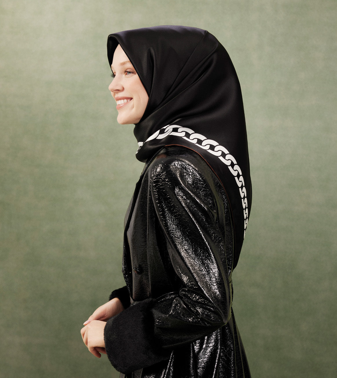 Armine Black and White Silk Scarf Silk Hijabs,Armine Armine 