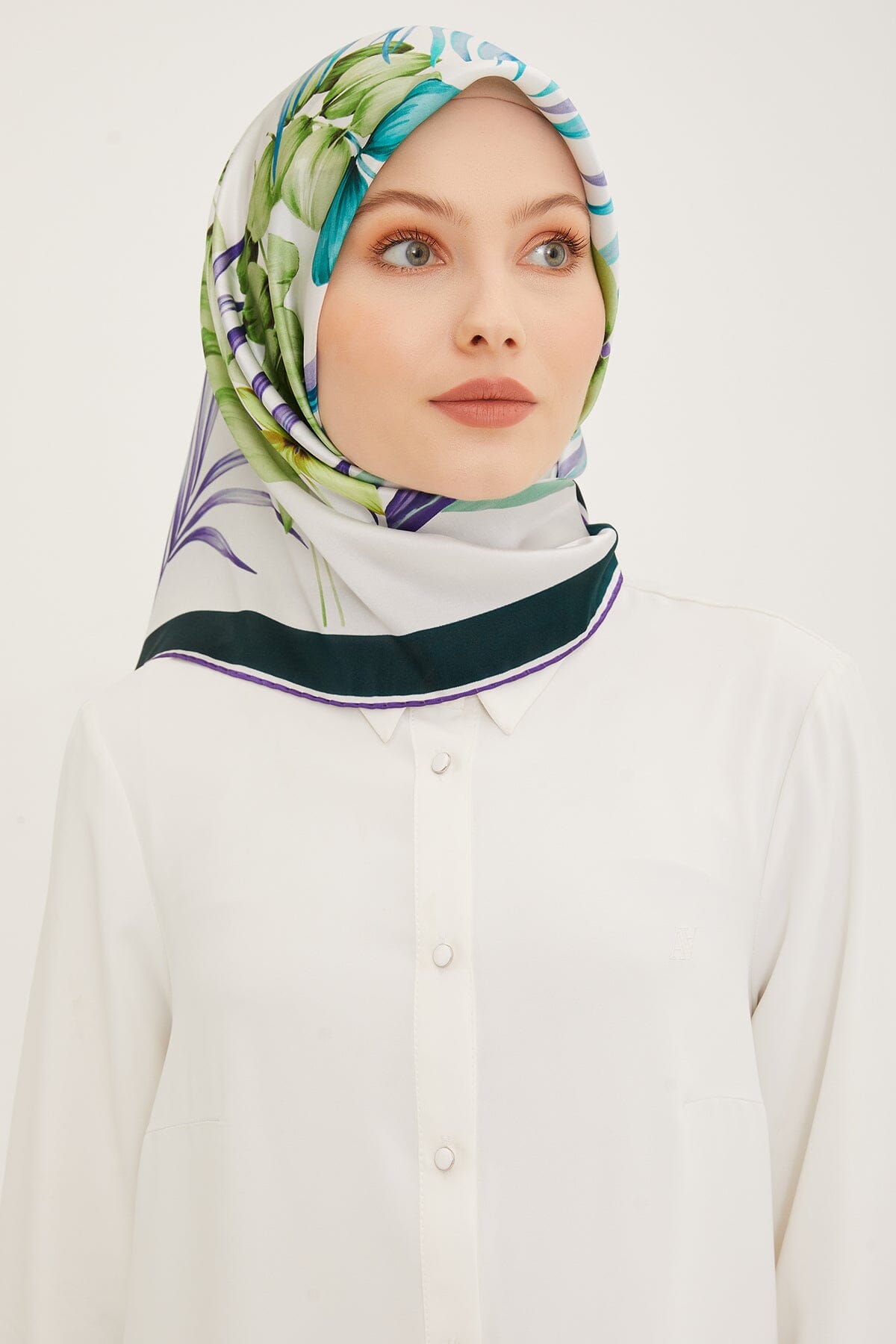 Armine Claris Floral Silk Scarf #51 Silk Hijabs,Armine Armine 