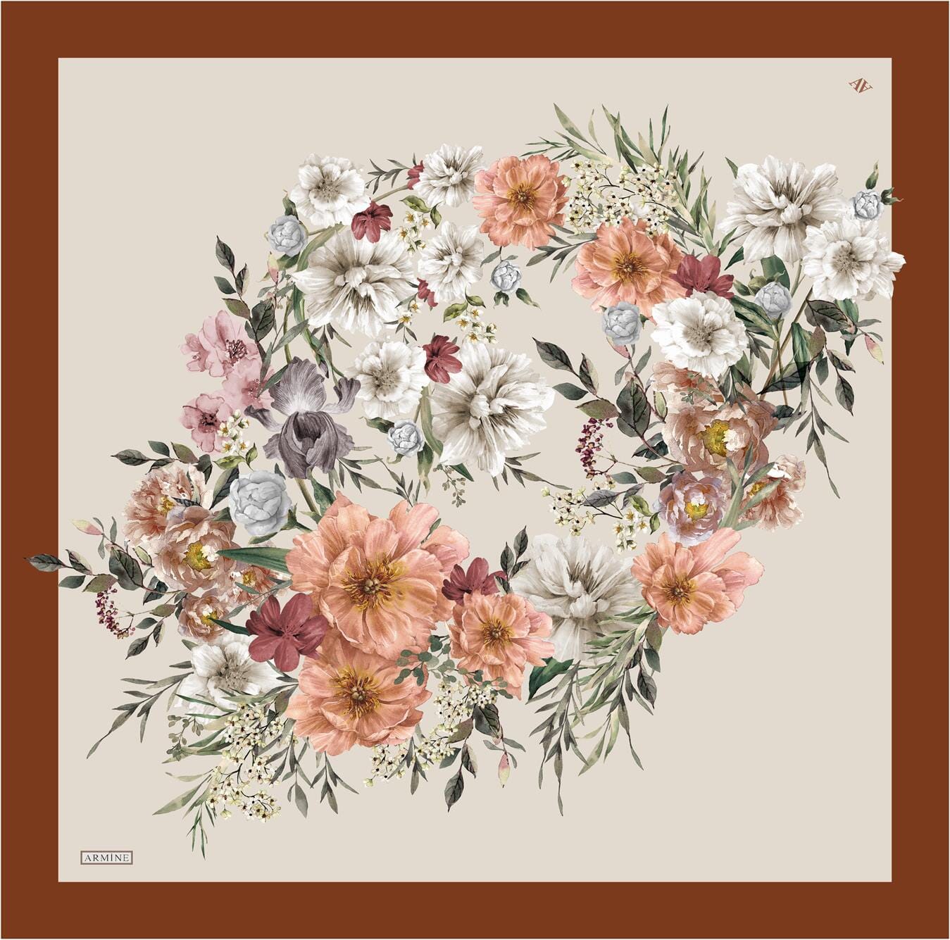 Armine Delia Floral Silk Scarf #54 Silk Hijabs,Armine Armine 