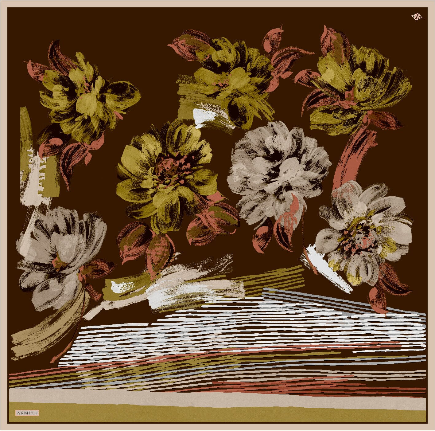 Armine Estelle Floral Silk Scarf #57 Silk Hijabs,Armine Armine 