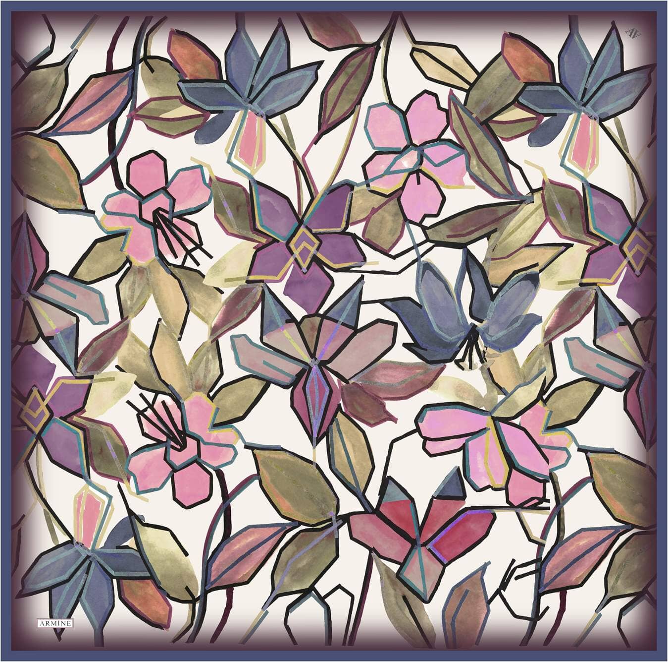 Armine Fion Floral Silk Scarf #34 Silk Hijabs,Armine Armine 