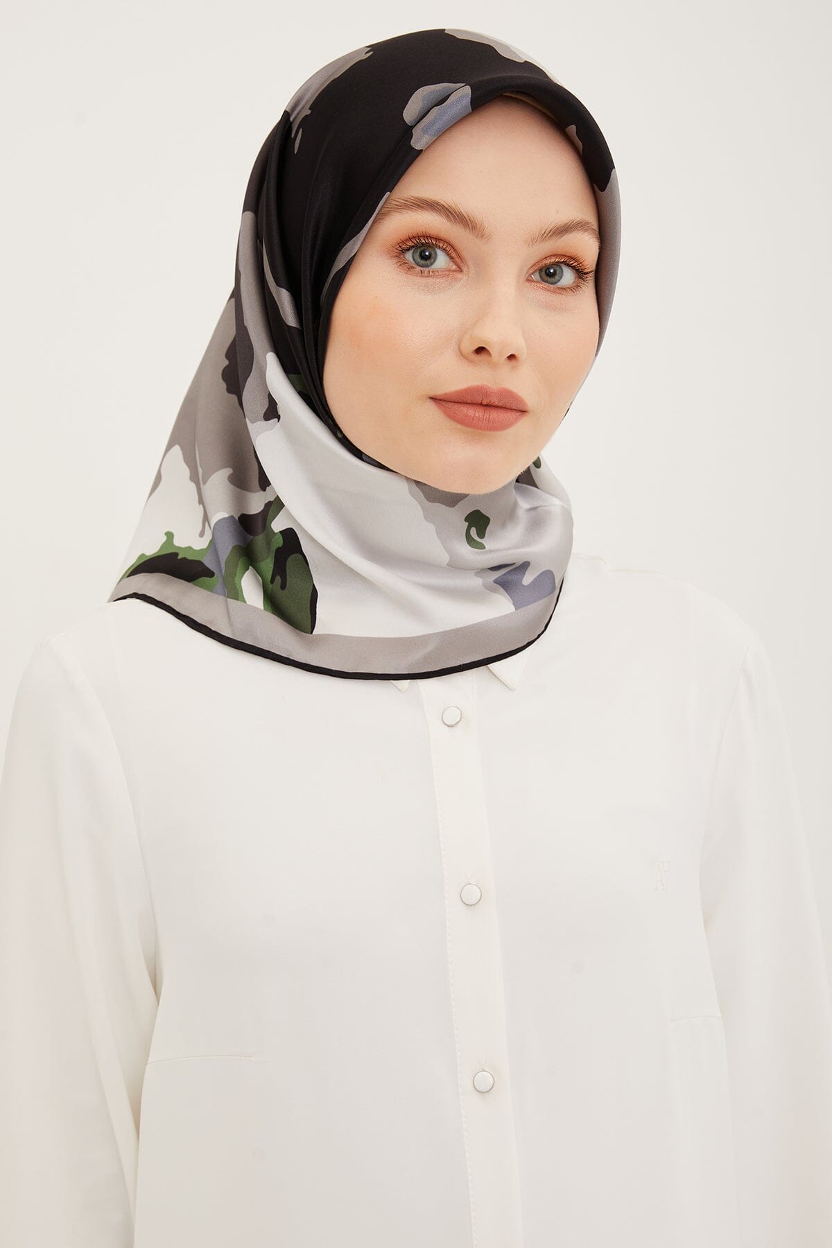 Armine Hibiscus Silk Twill Scarf #1 Silk Hijabs,Armine Armine 