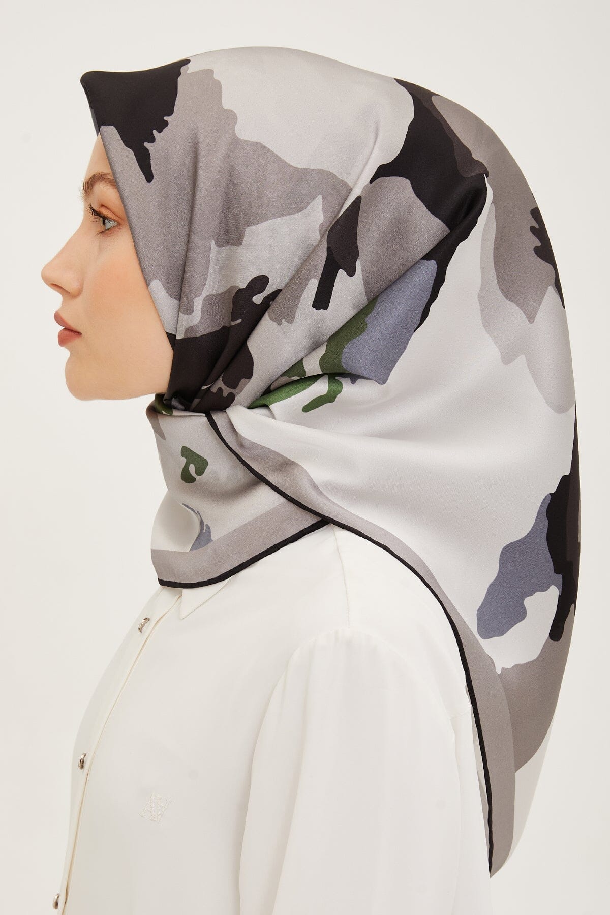Armine Hibiscus Silk Twill Scarf #1 Silk Hijabs,Armine Armine 