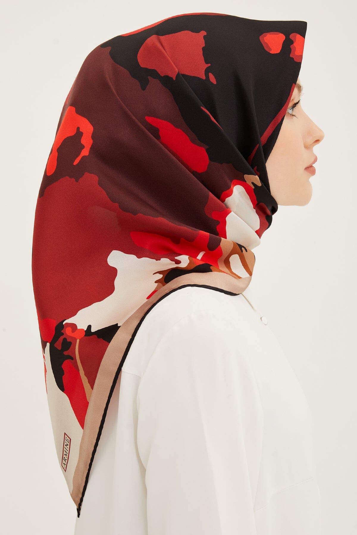 Armine Hibiscus Silk Twill Scarf #2 Silk Hijabs,Armine Armine 