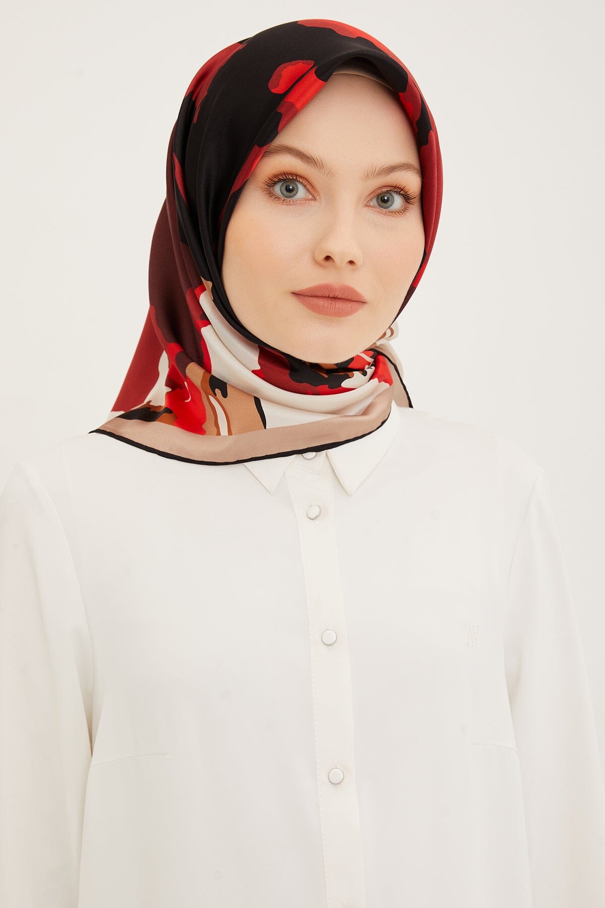 Armine Hibiscus Silk Twill Scarf #2 Silk Hijabs,Armine Armine 