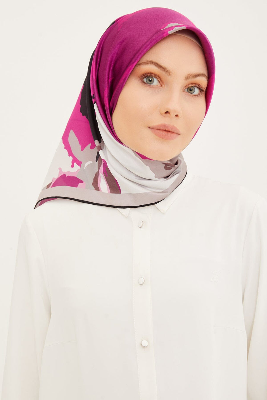 Armine Hibiscus Silk Twill Scarf #32 Silk Hijabs,Armine Armine 