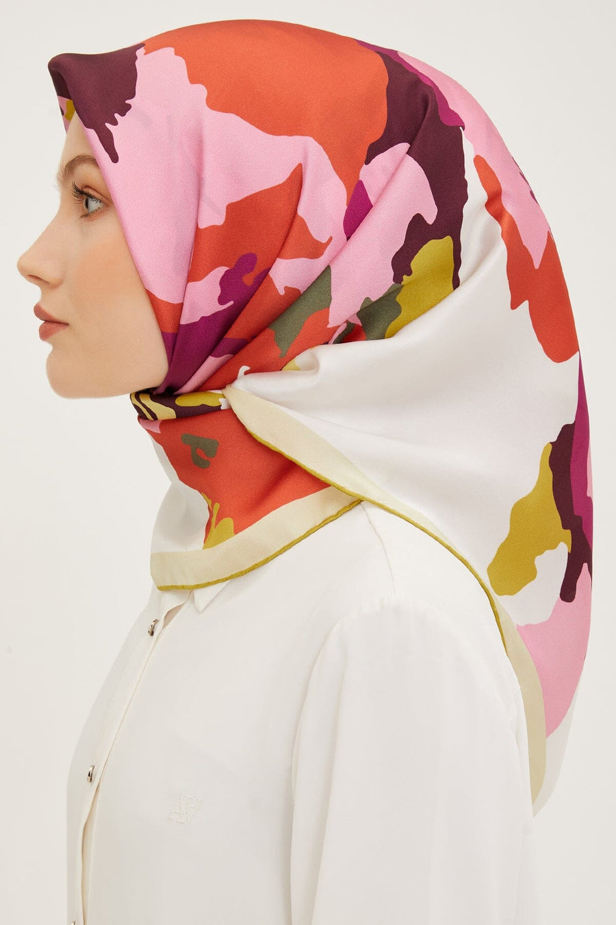 Armine Hibiscus Silk Twill Scarf #34 Silk Hijabs,Armine Armine 