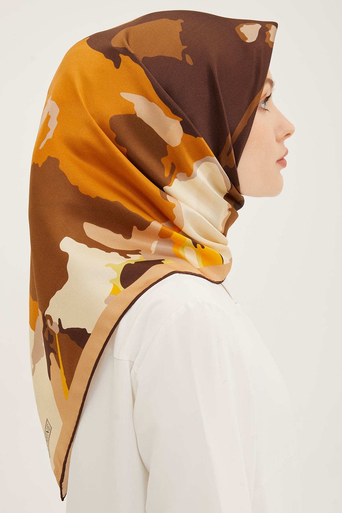 Armine Hibiscus Silk Twill Scarf #51 Silk Hijabs,Armine Armine 