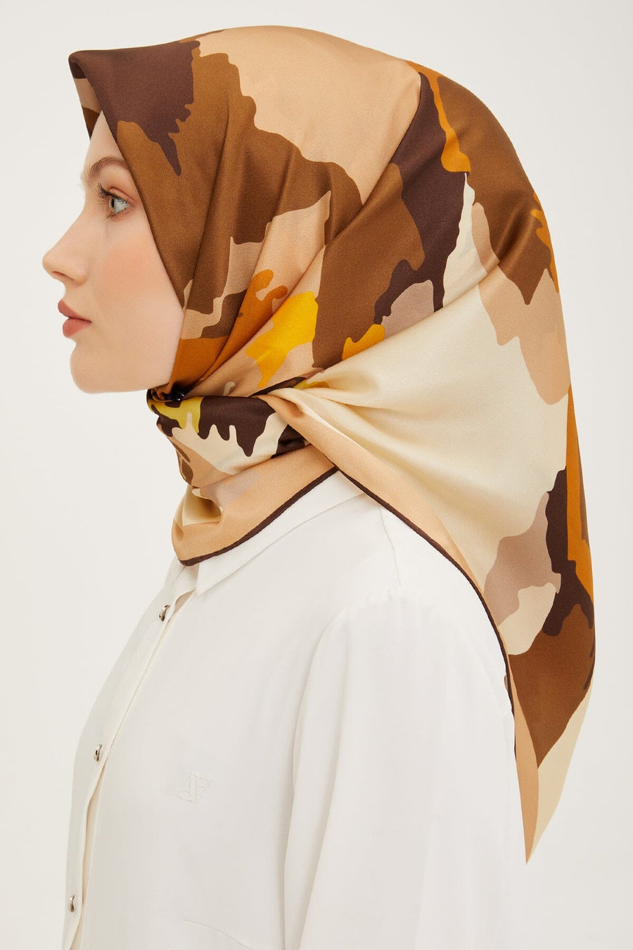 Armine Hibiscus Silk Twill Scarf #51 Silk Hijabs,Armine Armine 