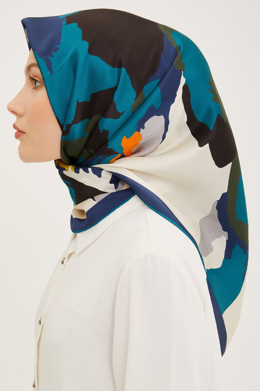 Armine Hibiscus Silk Twill Scarf #55 Silk Hijabs,Armine Armine 