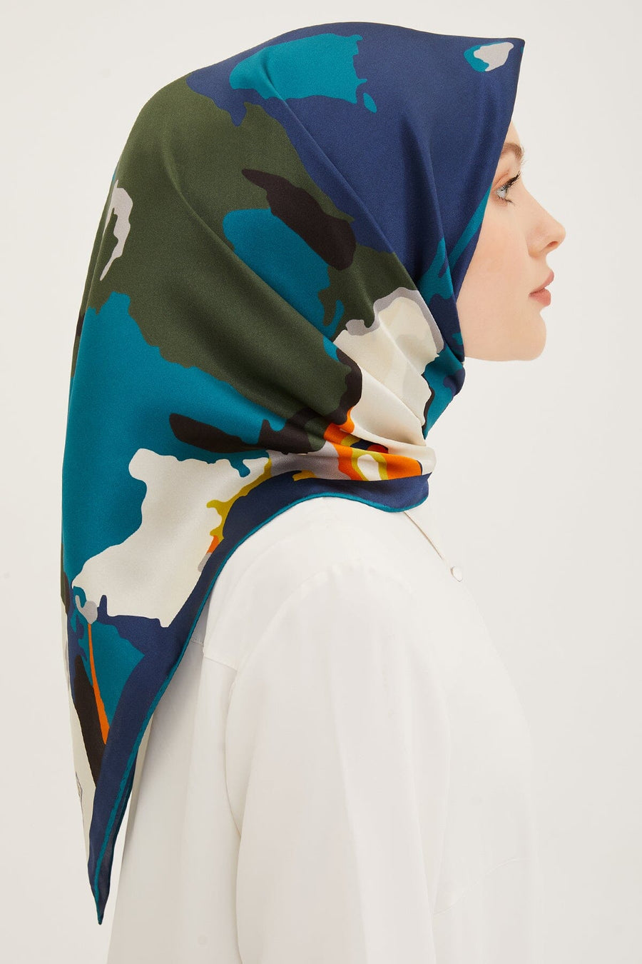 Armine Hibiscus Silk Twill Scarf #55 Silk Hijabs,Armine Armine 