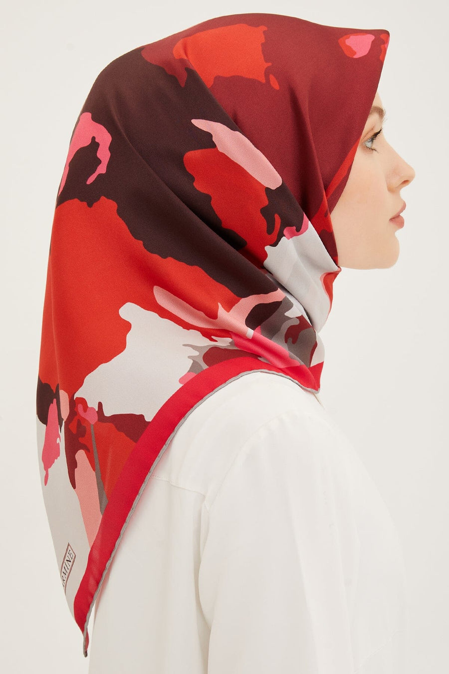 Armine Hibiscus Silk Twill Scarf #58 Silk Hijabs,Armine Armine 