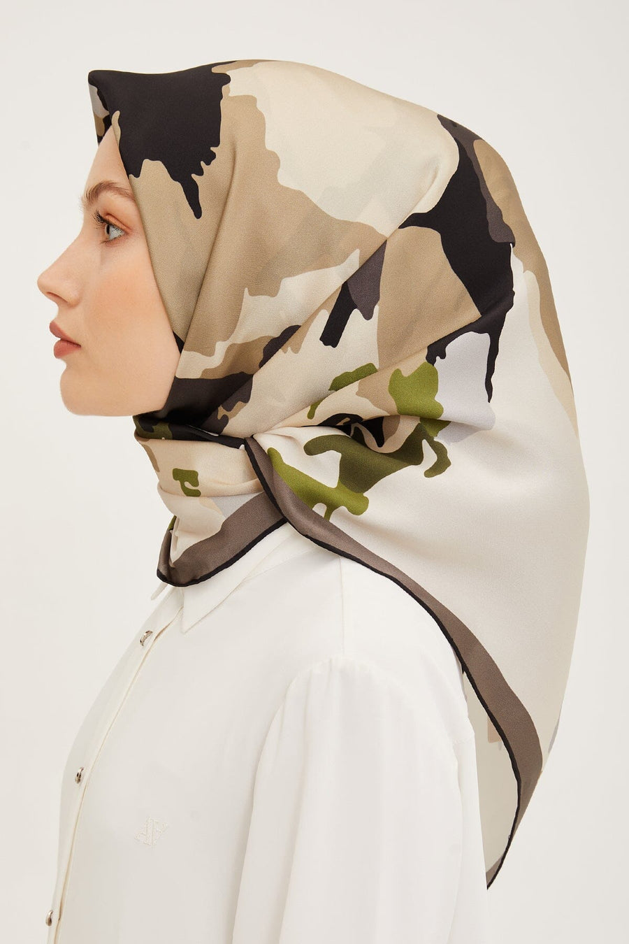 Armine Hibiscus Silk Twill Scarf #6 Silk Hijabs,Armine Armine 