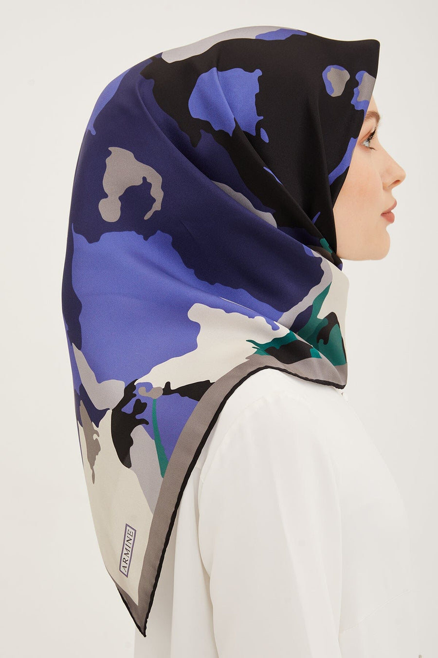 Armine Hibiscus Silk Twill Scarf #7 Silk Hijabs,Armine Armine 