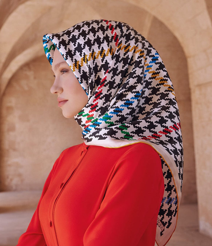 Armine HoundsTooth Square Silk Scarf #9 Silk Hijabs,Armine Armine 