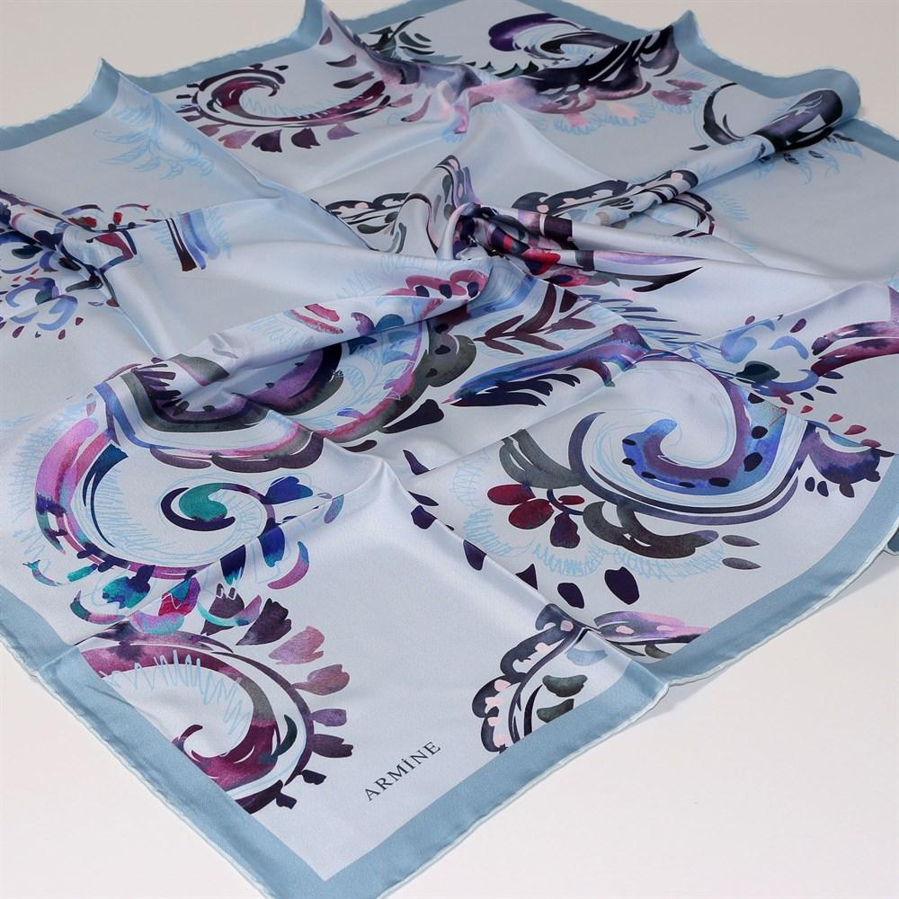 Armine Lovelace Blue Silk Scarf V. 26 - Beautiful Hijab Styles