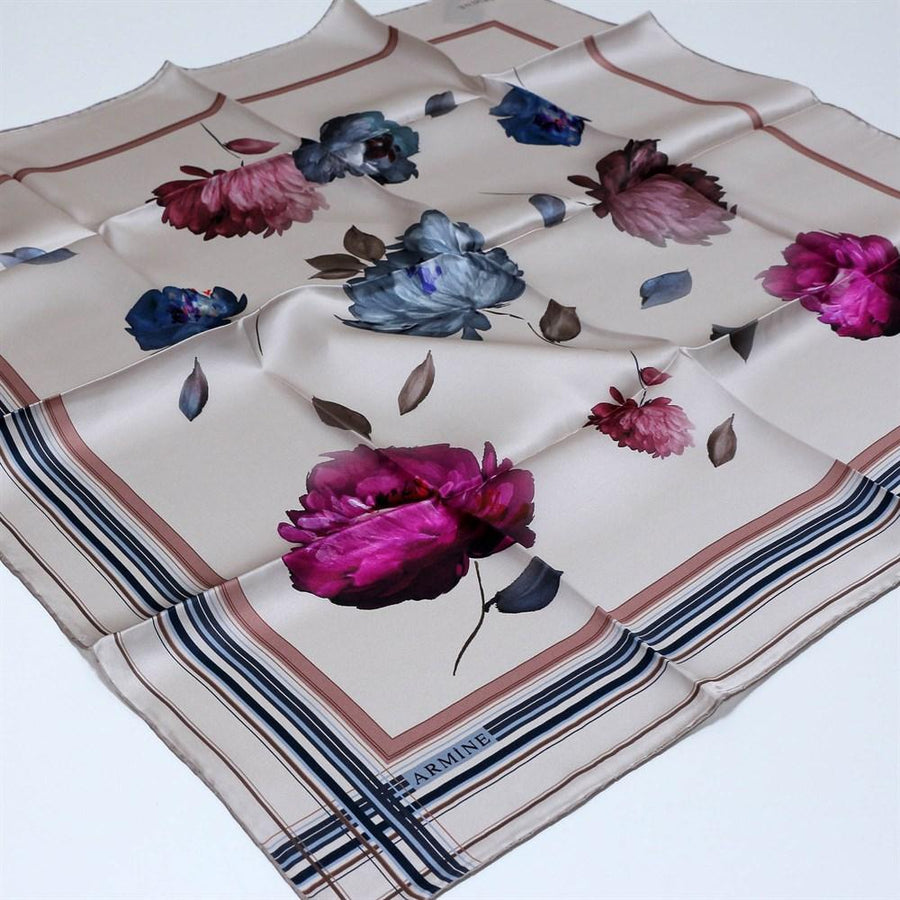 Armine Camellia Floral Silk Scarf No. 31 - Beautiful Hijab Styles
