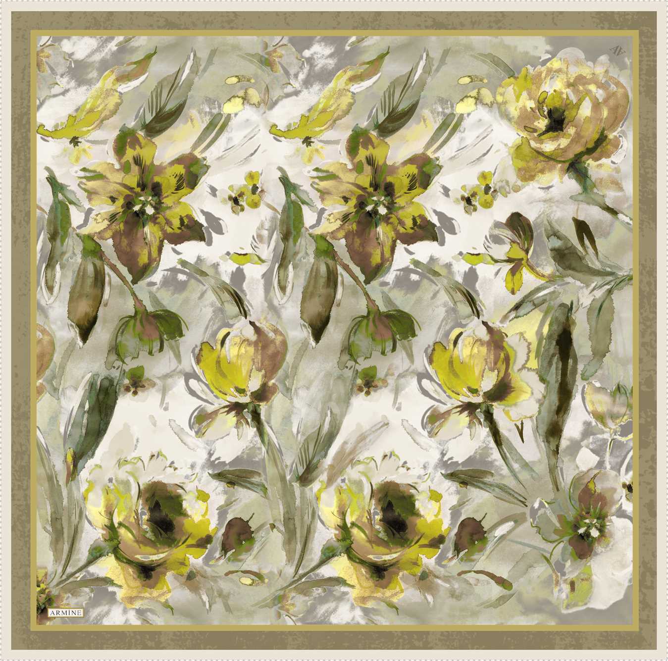 Armine Iris Floral Silk Scarf #1 Silk Hijabs,Armine Armine 