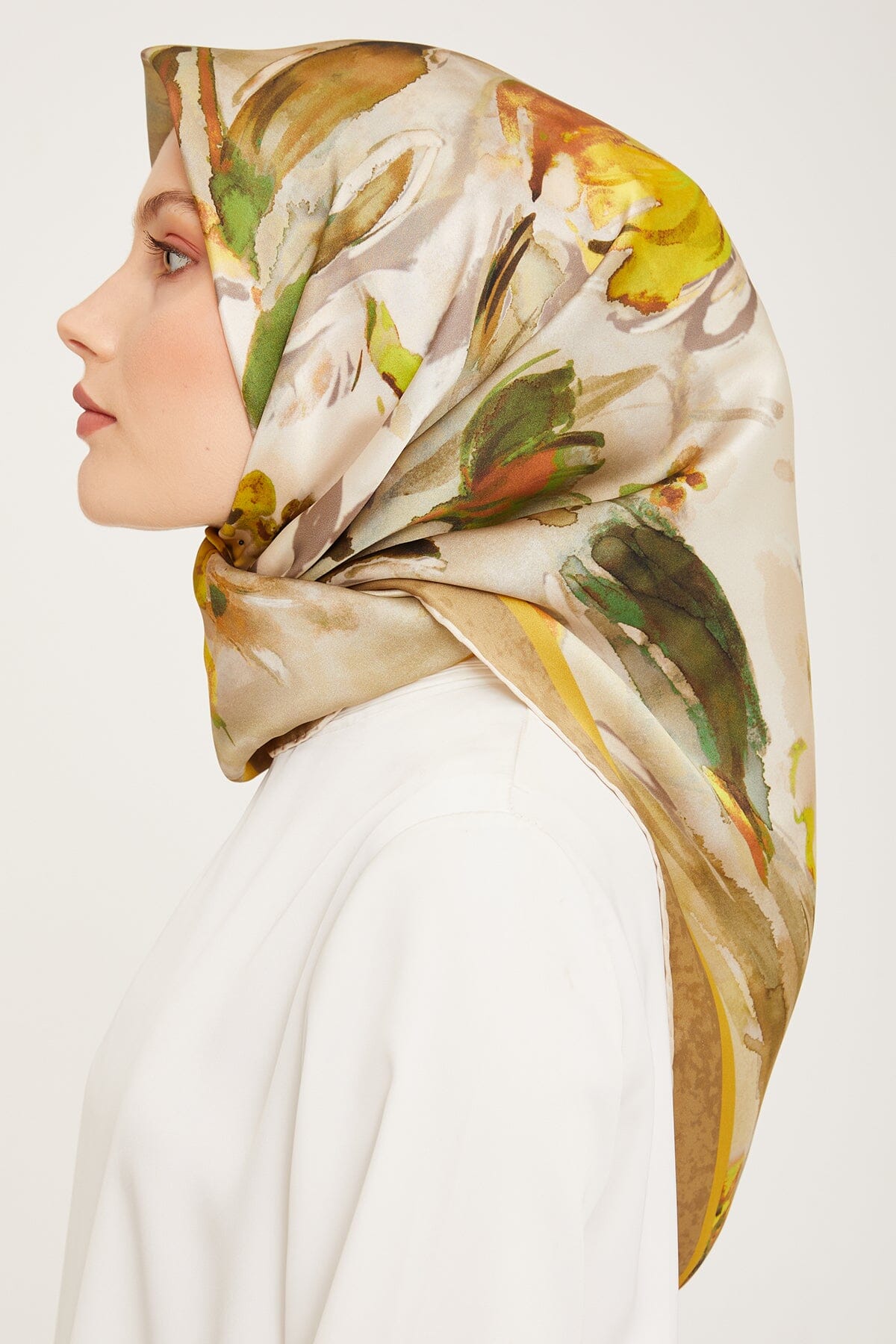 Armine Iris Floral Silk Scarf #1 Silk Hijabs,Armine Armine 