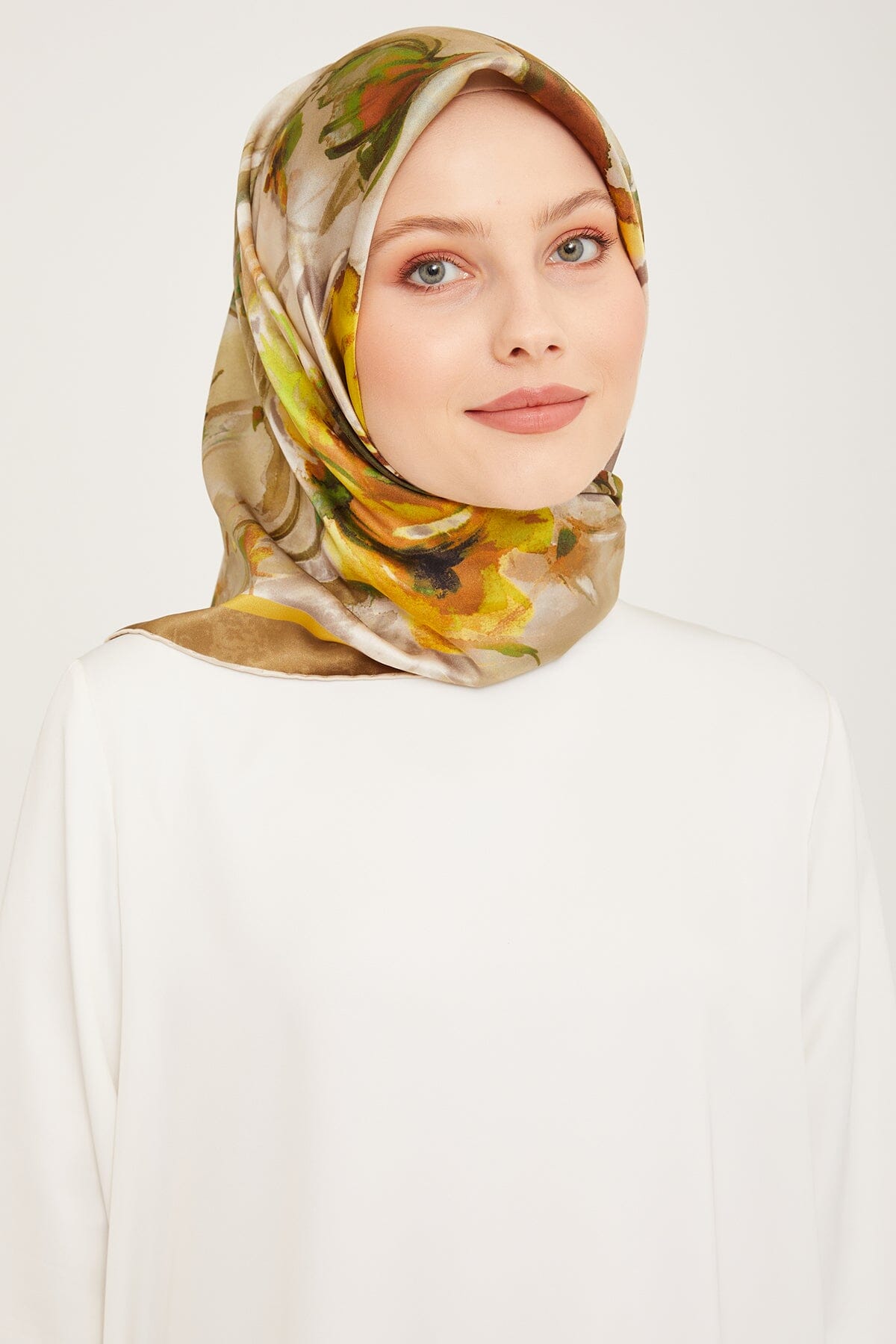 Armine Iris Floral Silk Scarf #1 Silk Hijabs,Armine Armine 