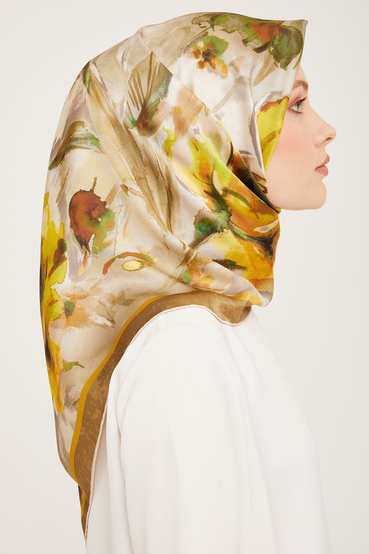 Armine Iris Floral Silk Scarf #1 Silk Hijabs,Armine Armine 
