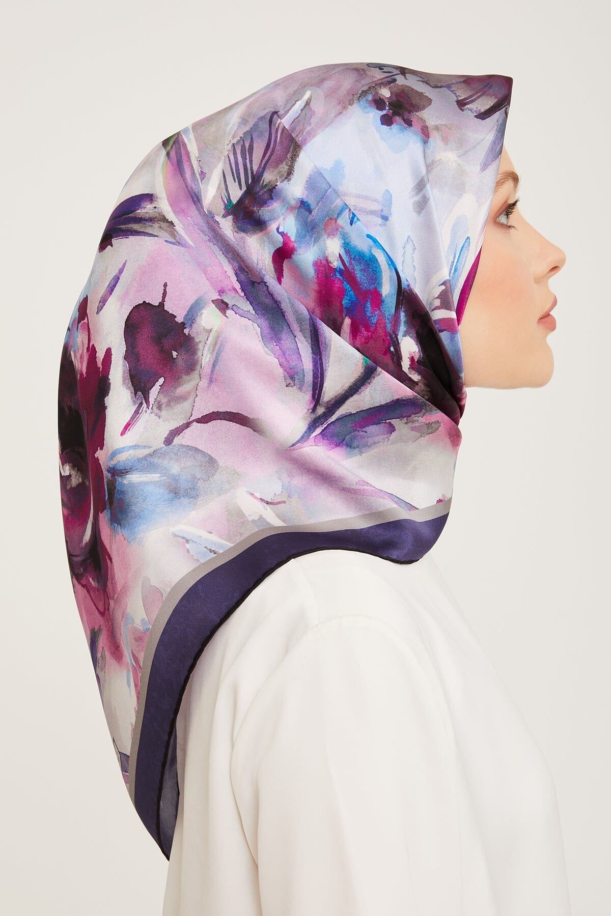 Armine Iris Floral Silk Scarf #2 Silk Hijabs,Armine Armine 