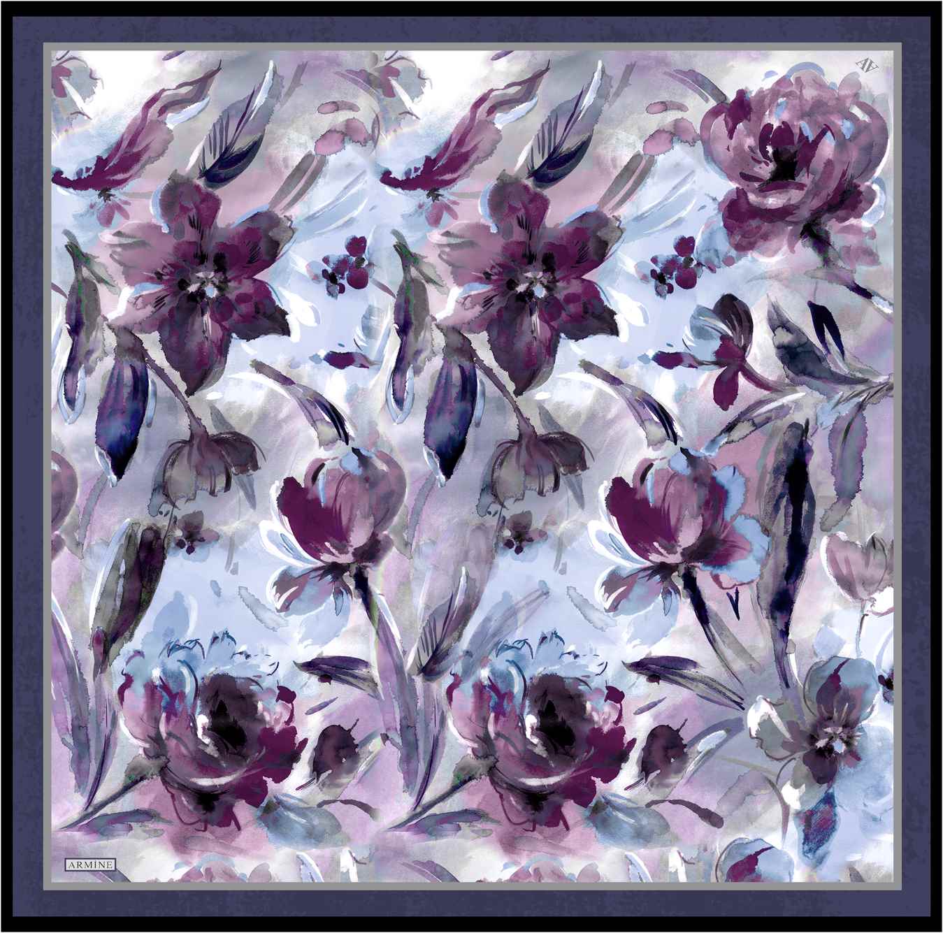 Armine Iris Floral Silk Scarf #2 Silk Hijabs,Armine Armine 