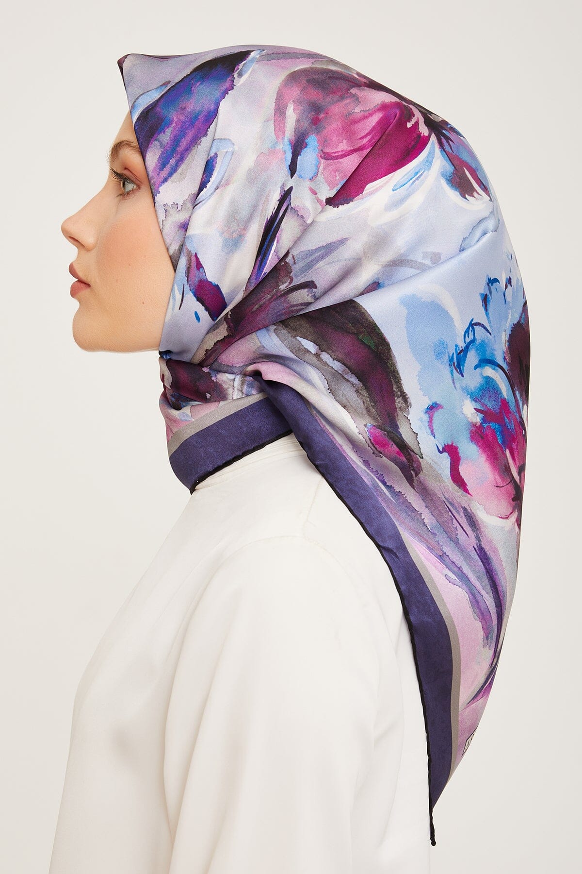 Armine Iris Floral Silk Scarf #2 Silk Hijabs,Armine Armine 