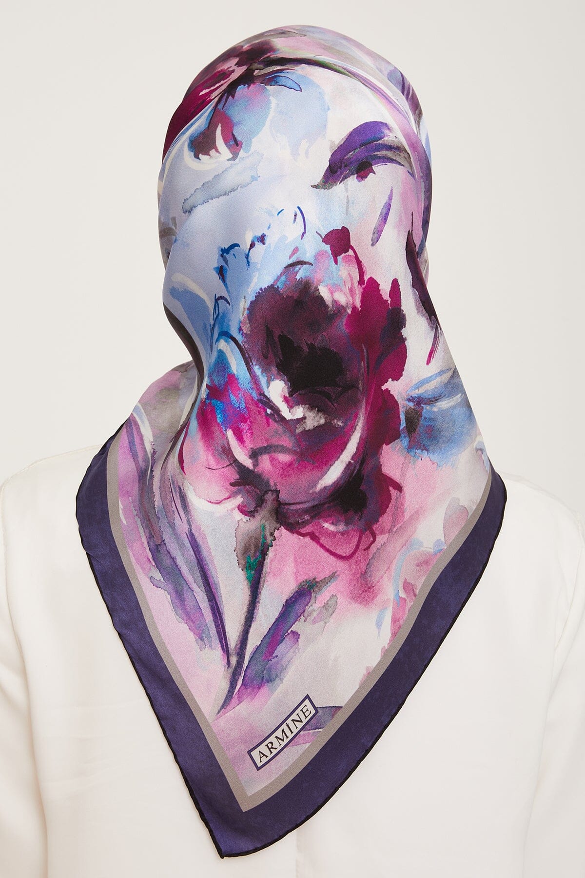 Armine Iris Floral Silk Scarf #2 Silk Hijabs,Armine Armine 
