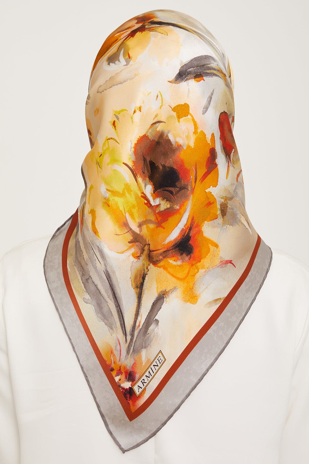 Armine Iris Floral Silk Scarf #31 Silk Hijabs,Armine Armine 