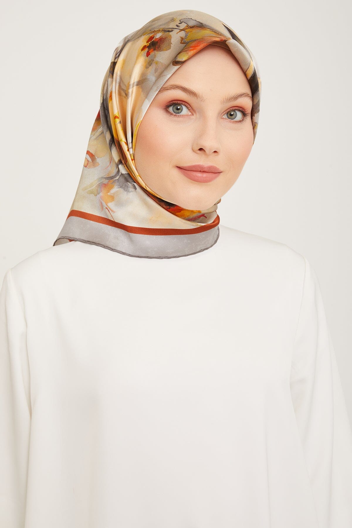 Armine Iris Floral Silk Scarf #31 Silk Hijabs,Armine Armine 