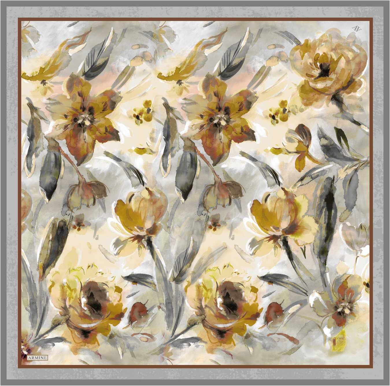 Armine Iris Floral Silk Scarf #31 Silk Hijabs,Armine Armine 