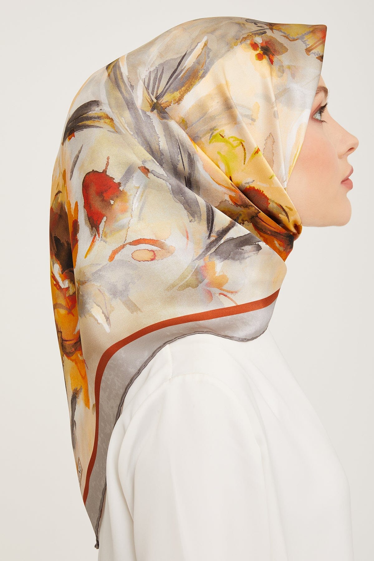 Armine Iris Floral Silk Scarf #31 Silk Hijabs,Armine Armine 