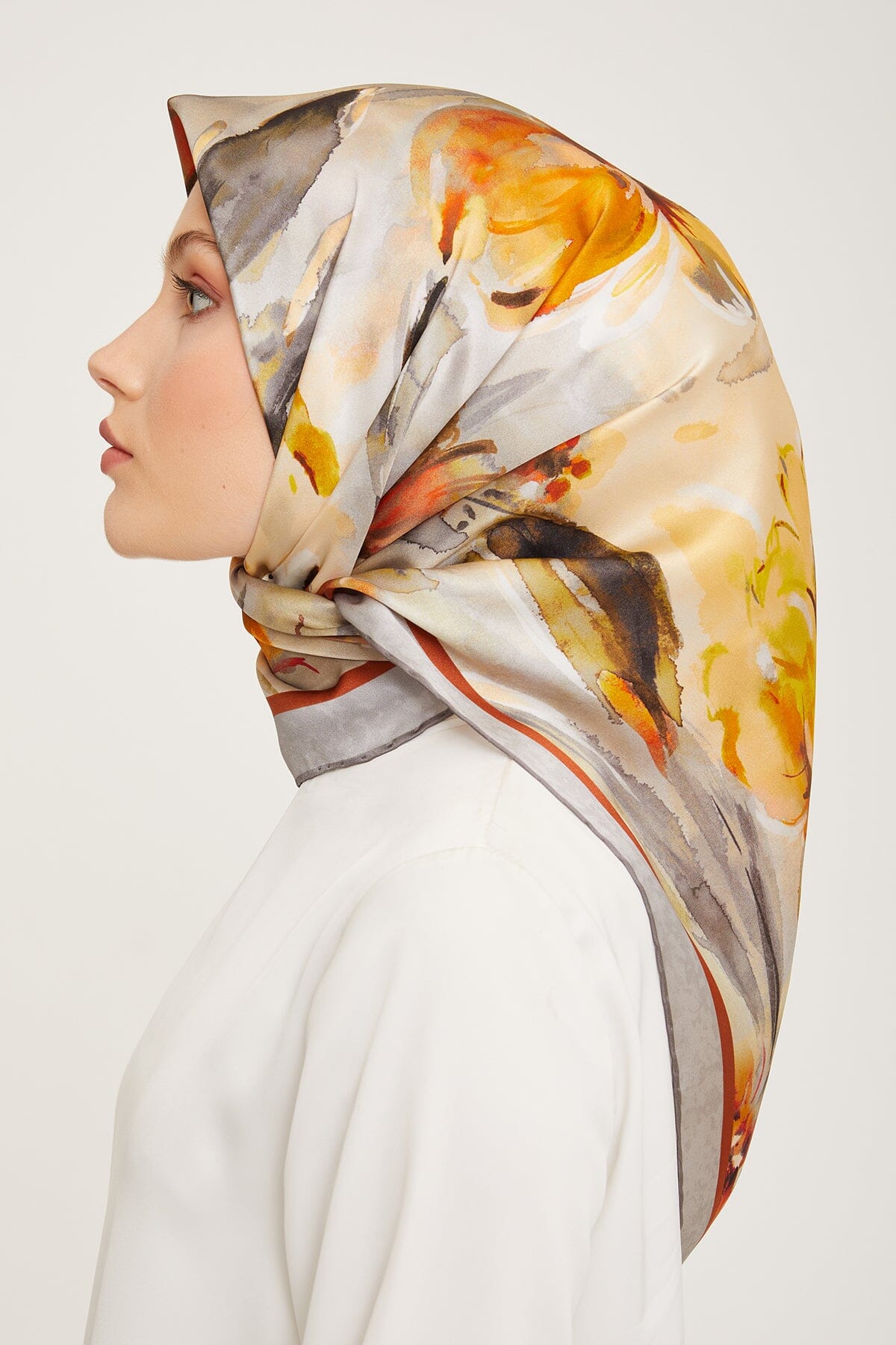 Armine Iris Floral Silk Scarf #31 Silk Hijabs,Armine Armine 