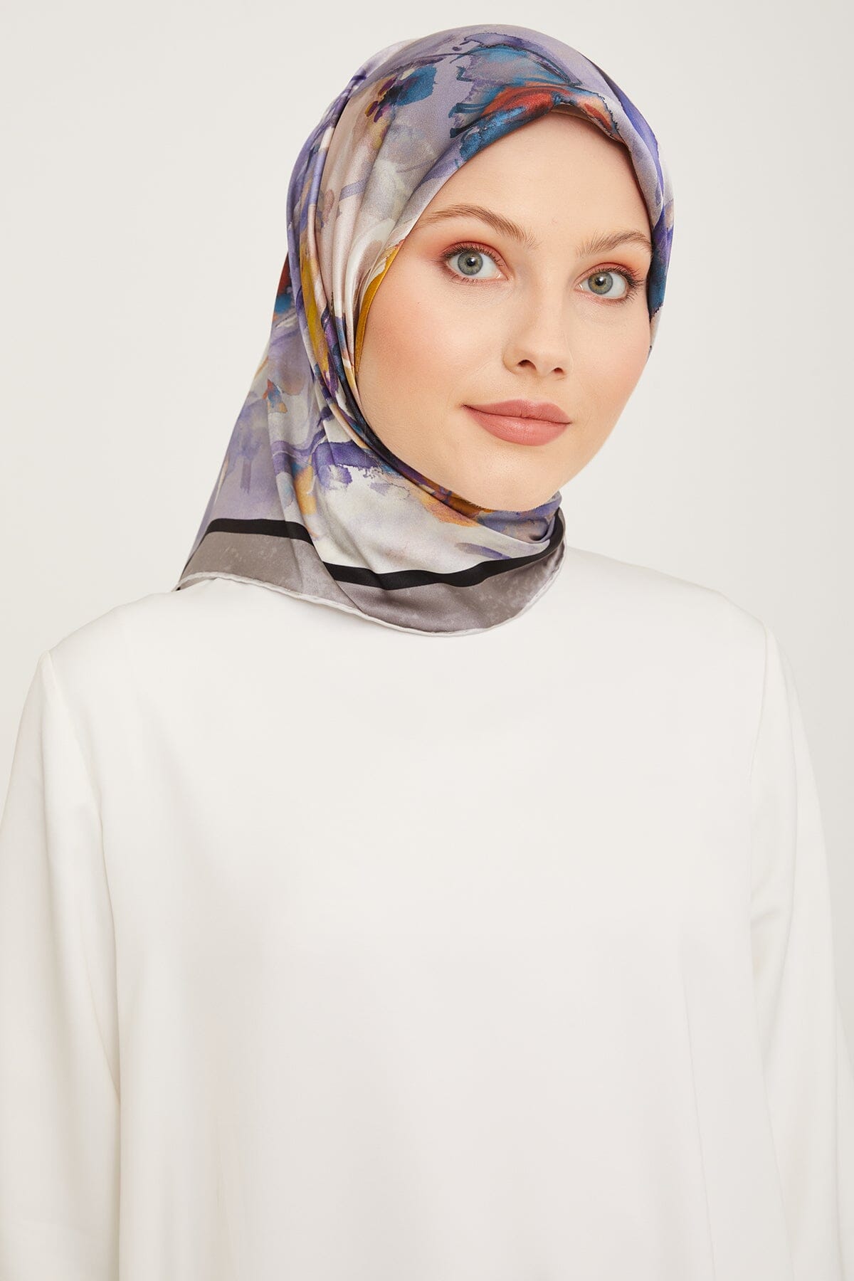 Armine Iris Floral Silk Scarf #34 Silk Hijabs,Armine Armine 