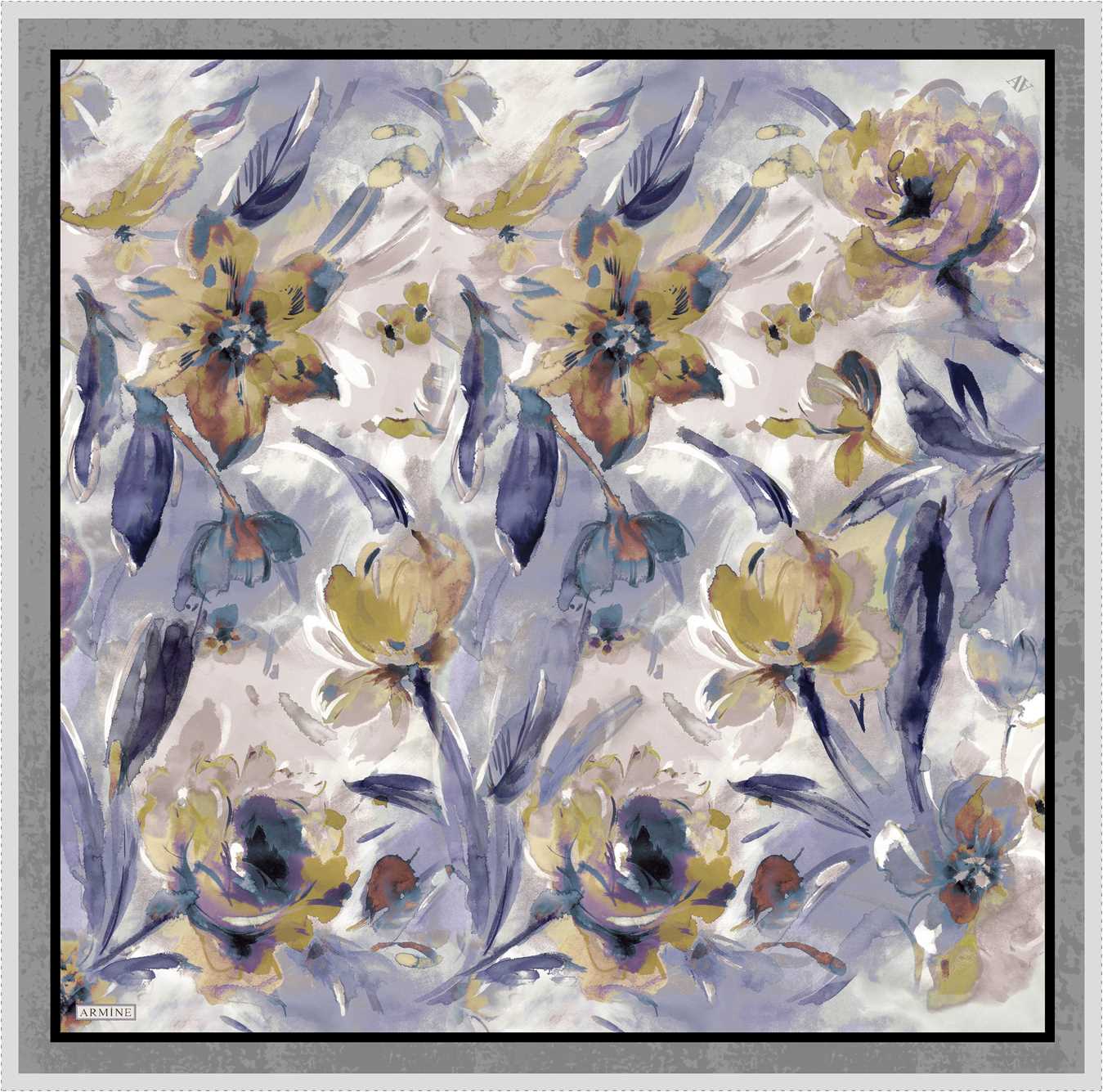 Armine Iris Floral Silk Scarf #34 Silk Hijabs,Armine Armine 