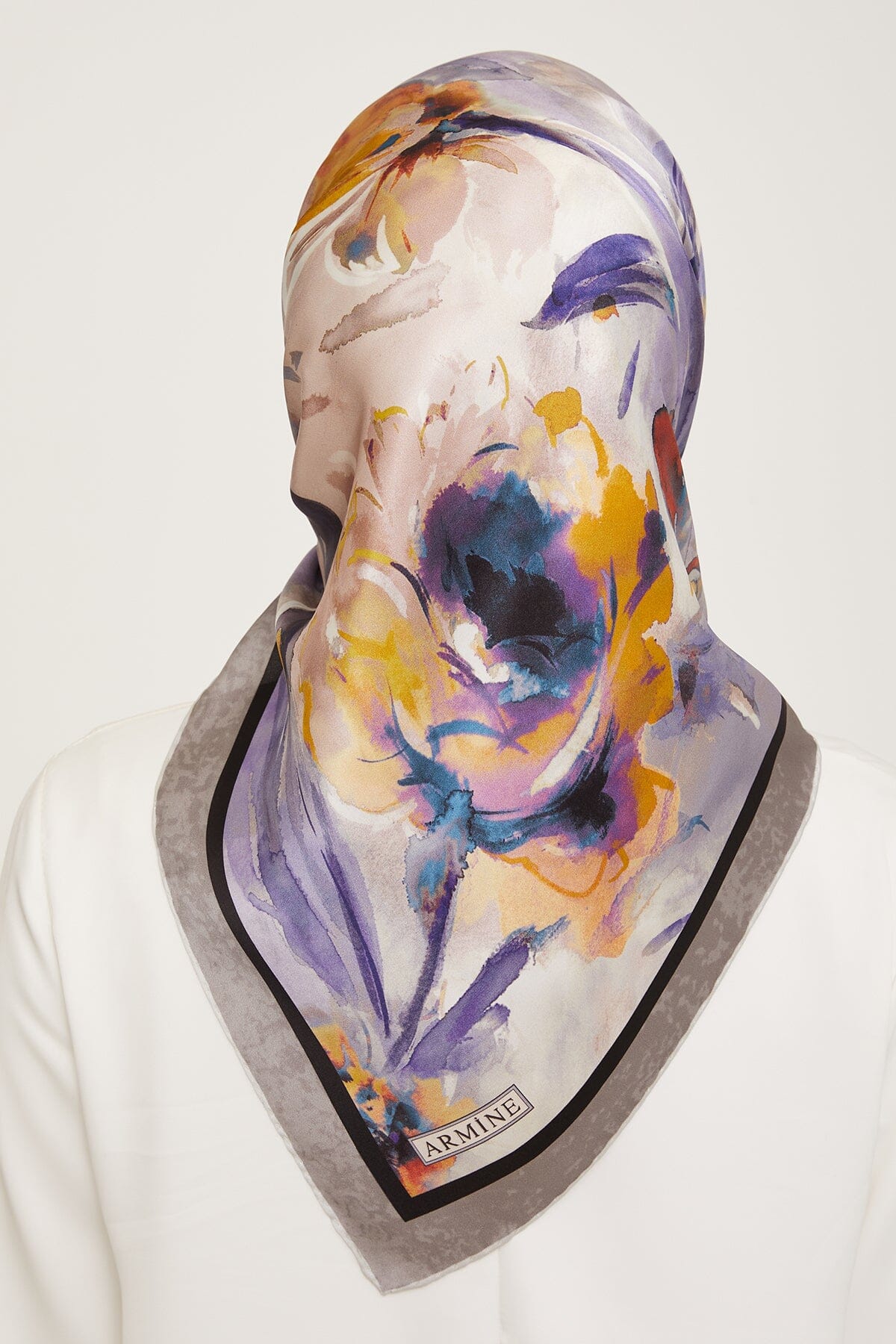 Armine Iris Floral Silk Scarf #34 Silk Hijabs,Armine Armine 