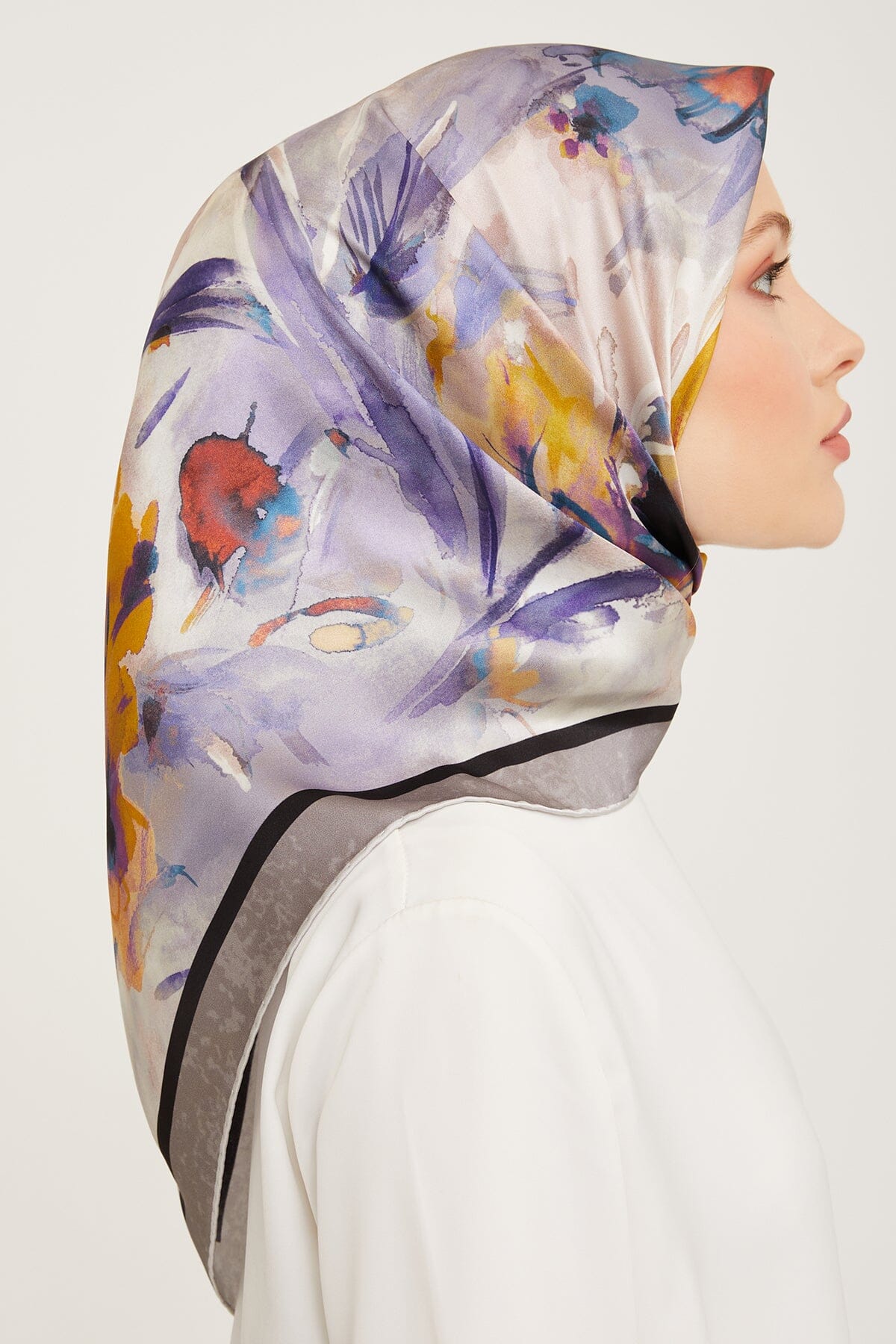 Armine Iris Floral Silk Scarf #34 Silk Hijabs,Armine Armine 