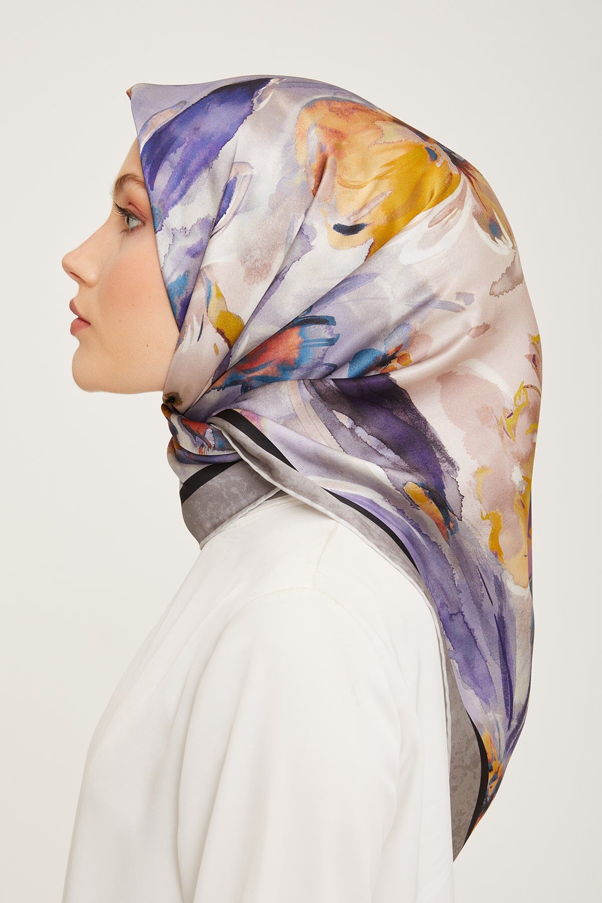 Armine Iris Floral Silk Scarf #34 Silk Hijabs,Armine Armine 