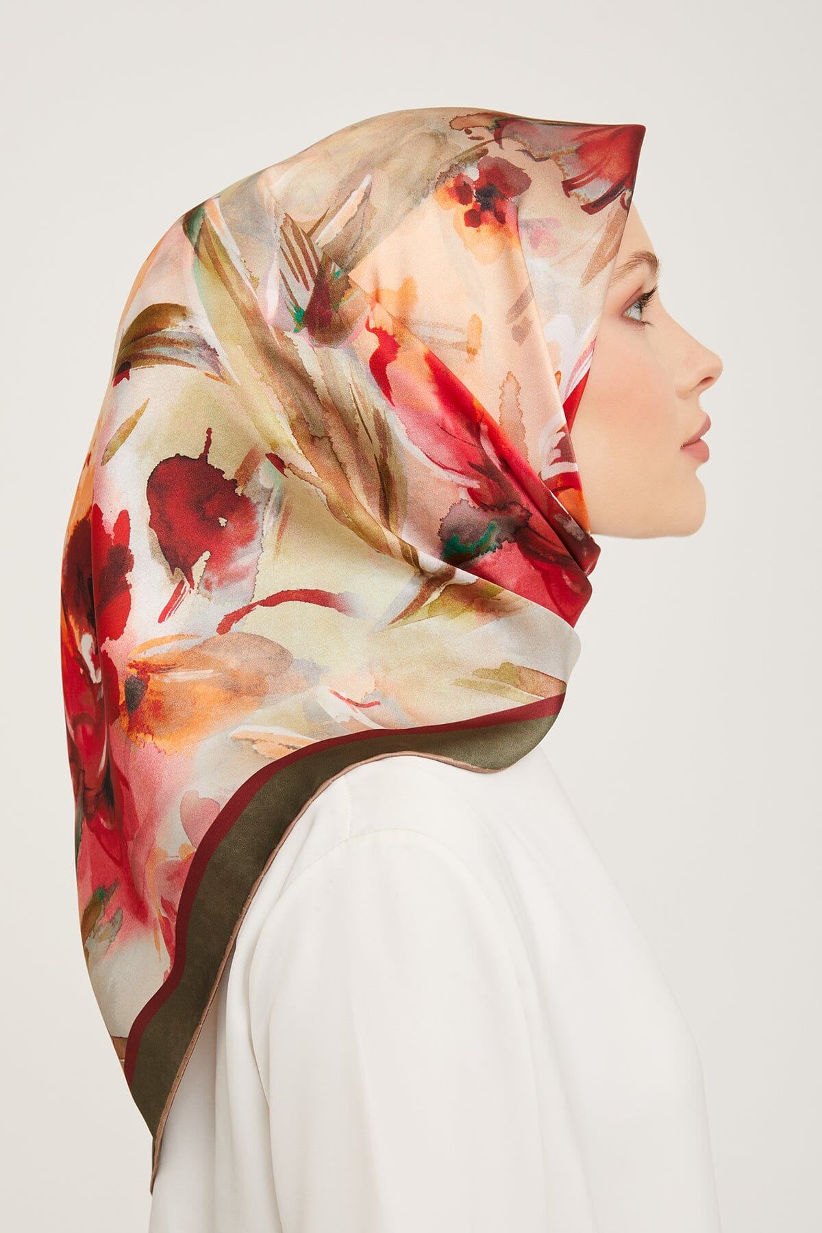 Armine Iris Floral Silk Scarf #36 Silk Hijabs,Armine Armine 