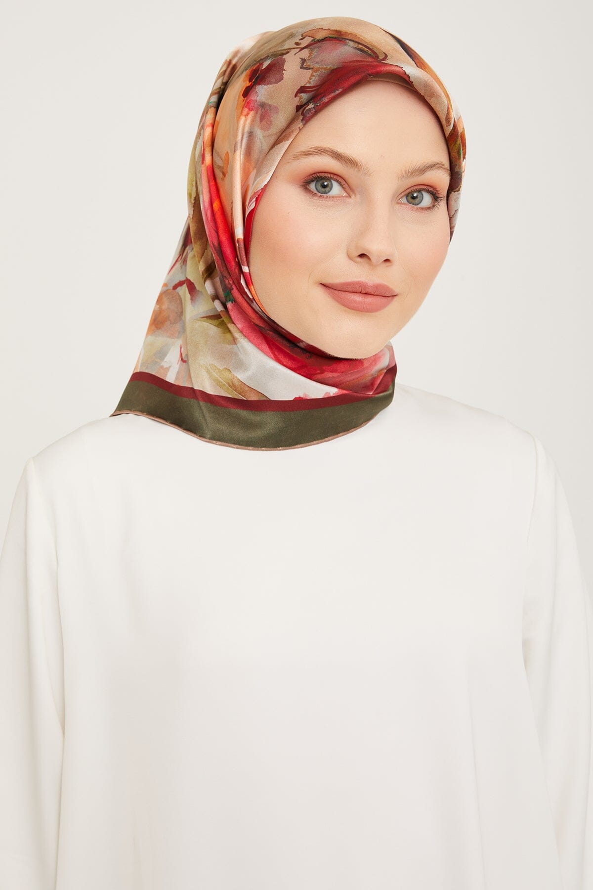 Armine Iris Floral Silk Scarf #36 Silk Hijabs,Armine Armine 