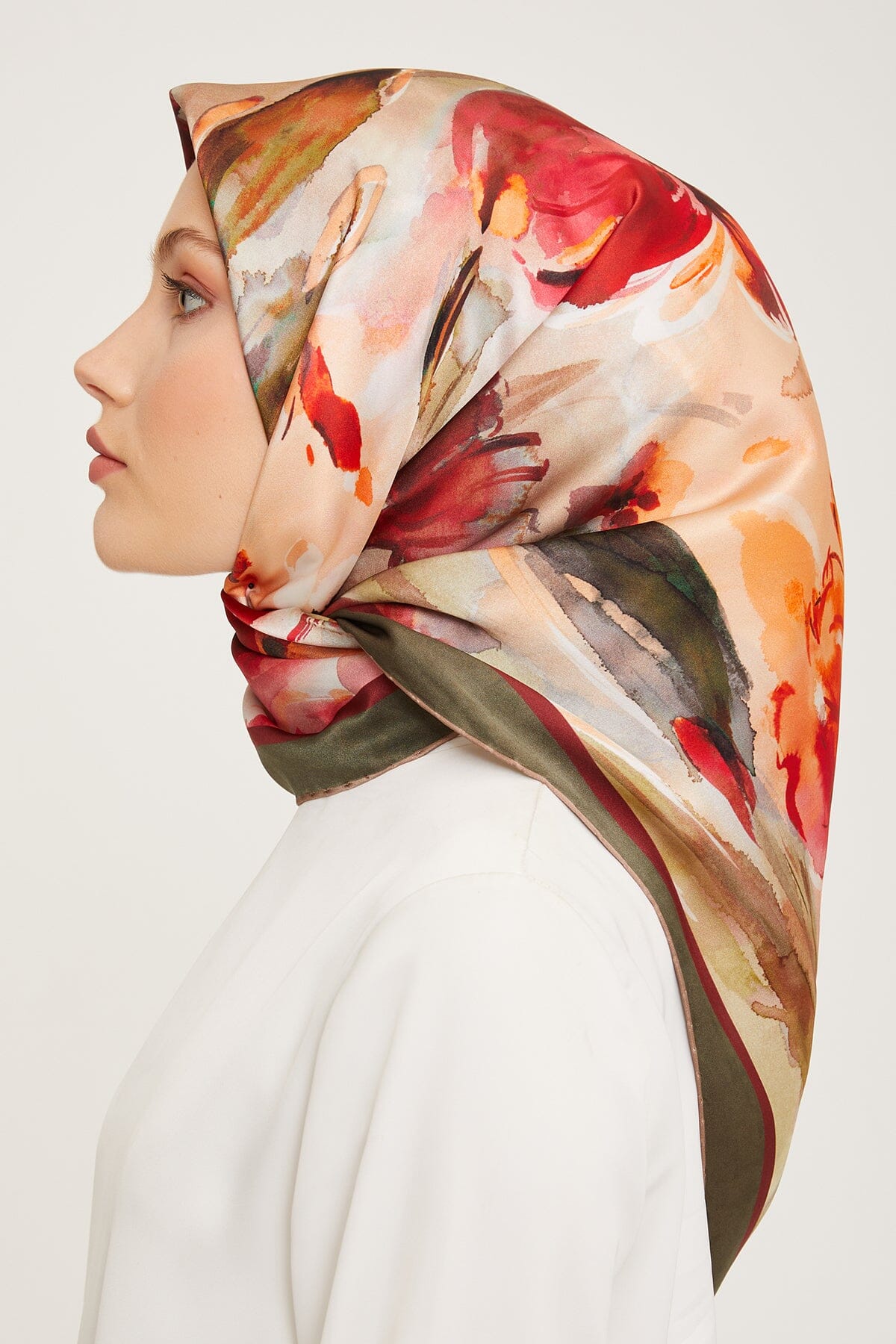 Armine Iris Floral Silk Scarf #36 Silk Hijabs,Armine Armine 