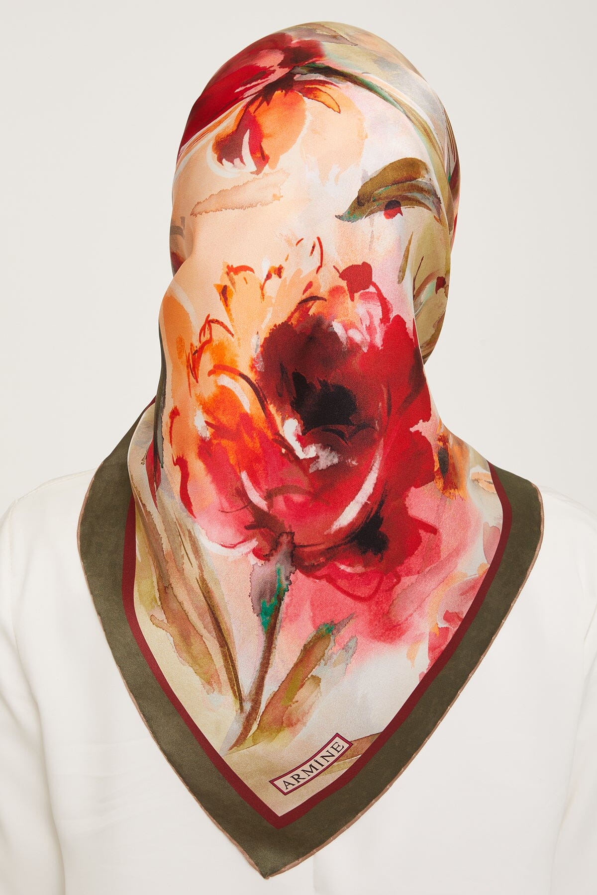 Armine Iris Floral Silk Scarf #36 Silk Hijabs,Armine Armine 