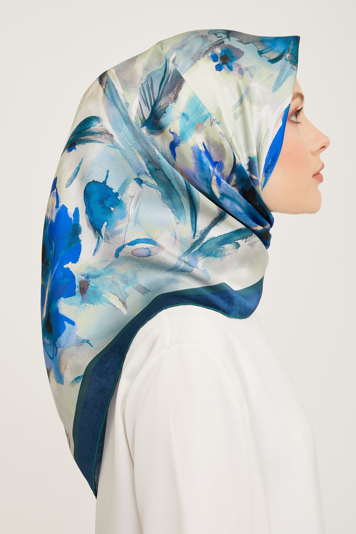 Armine Iris Floral Silk Scarf #50 Silk Hijabs,Armine Armine 