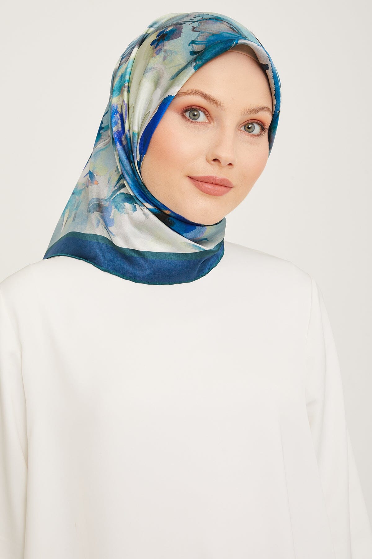 Armine Iris Floral Silk Scarf #50 Silk Hijabs,Armine Armine 